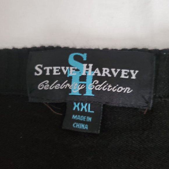 Steve Harvey Mens Celebrity Edition V-Neck Knit Stripe Plaid Vest Gray/Black XXL - Picture 6 of 10